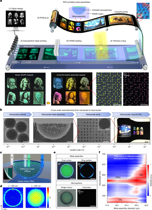 Printable meta-assemblies enable synergetic colouration