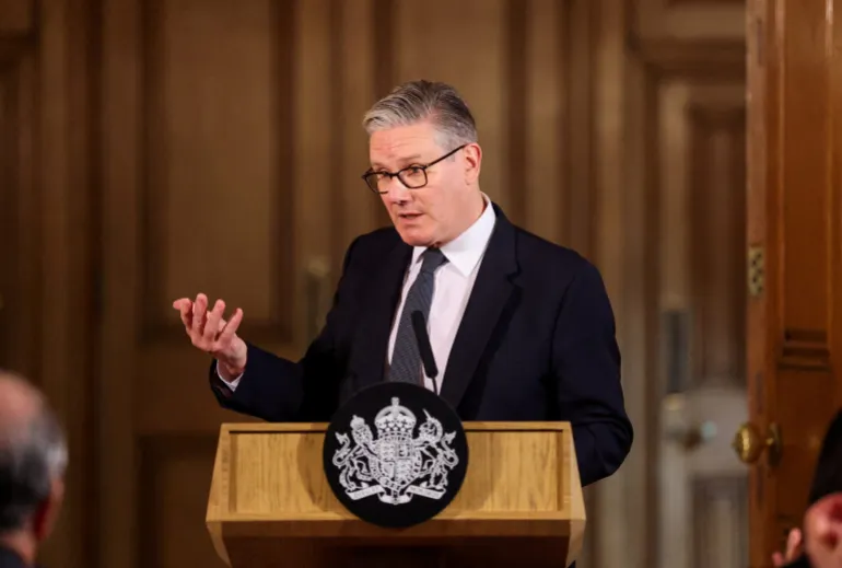 UK Prime Minister Keir Starmer speaks during a meeting.