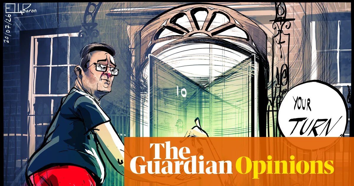 Ella Baron on the revolving door of Downing Street – cartoon