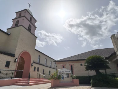 The sun beams over the Our Lady of Sorrows Church in McAllen, Texas, Monday, June 29, 2026. (Credit: Valerie Gonzalez/AP.)