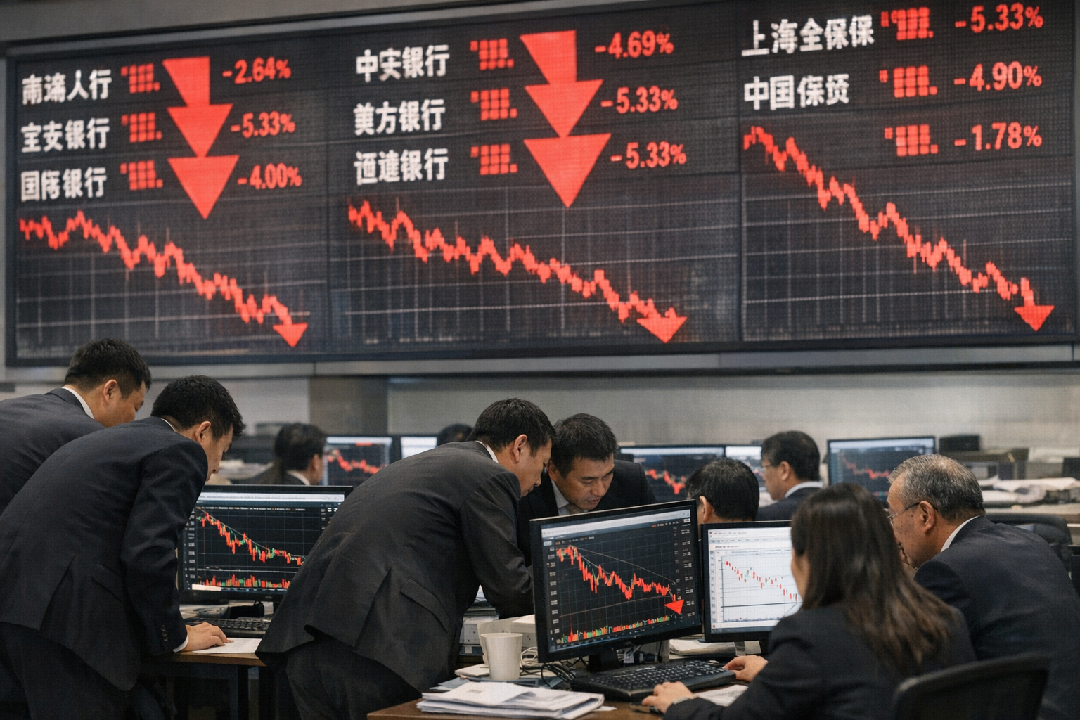 Chinese state bank and insurer stocks slide after $54bn support plan