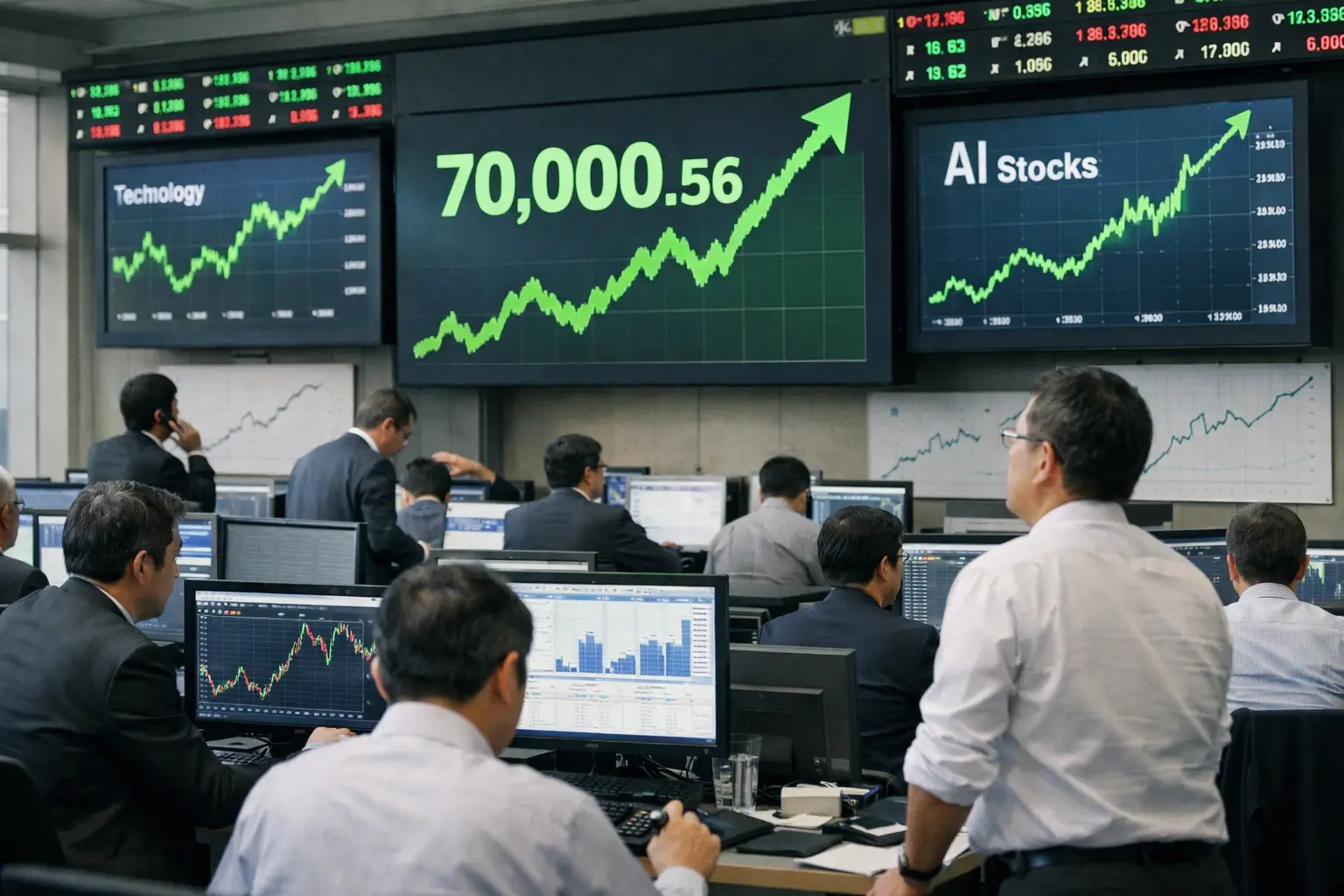 Nikkei Surges Back Above 70,000 as AI-Driven Buying Returns to Tokyo Stocks